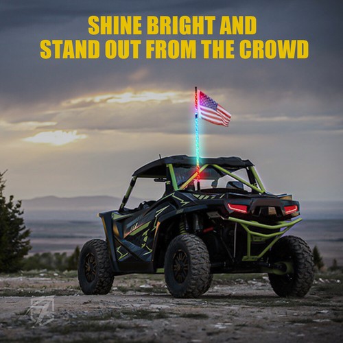 Luz látigo de antena LED RGB espiral con base de resorte y control remoto para UTV ATV Polaris RZR - Imagen 7 de 56