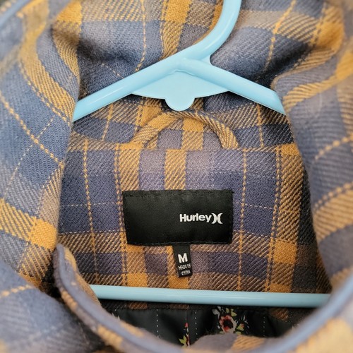 HURLEY 90s y2k Blue Orange Plaid Double Breasted Button Up Cropped Jacket Sz M - Picture 4 of 8