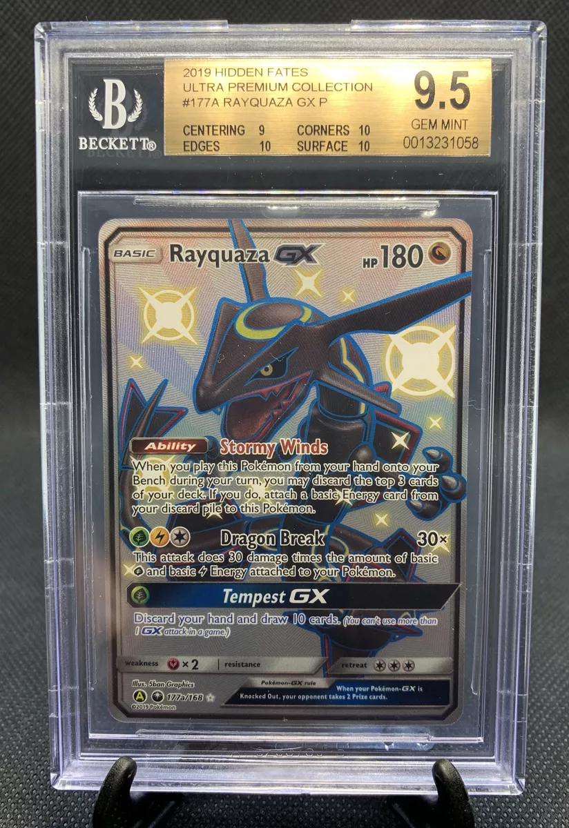 Pokemon Hidden Fates Premium Collection Shiny Rayquaza Figure & shiny GX  card!