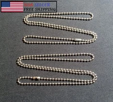 2 Military Spec Stainless Steel 24" Army Marines AirForce Navy Dog Tag Chains