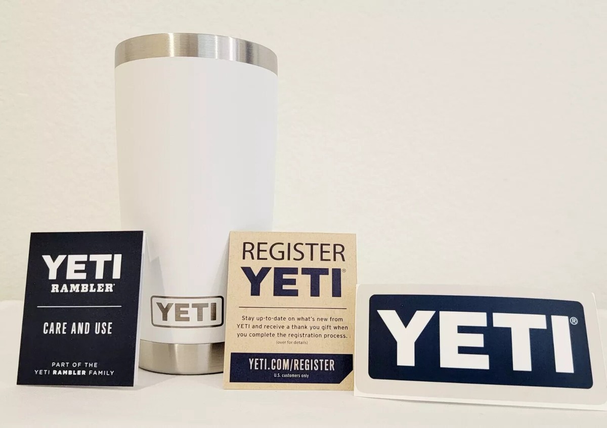 NEW) YETI 20 oz WHITE RAMBLER Travel TUMBLER Mug brand