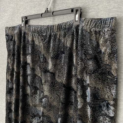 Y2K Whimsical Celestial Velveteen Skirt Size 2X Blue Gold Full Maxi Dark Fairy - Picture 2 of 11