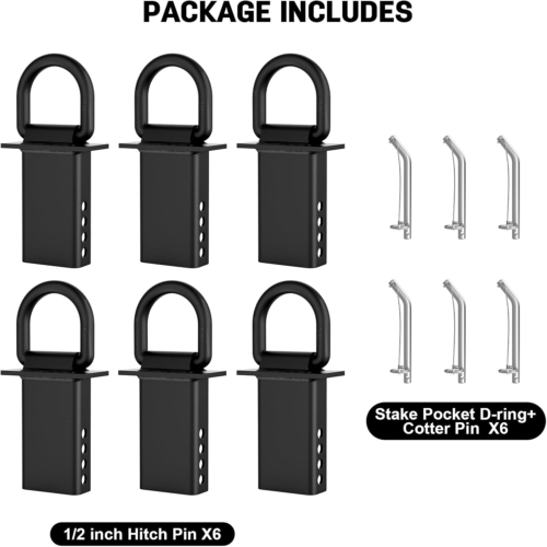 5/8” Stake Pocket Tie down D Rings,Heavy Duty Trailer D Rings with Anti-Loss Pin - Picture 8 of 12
