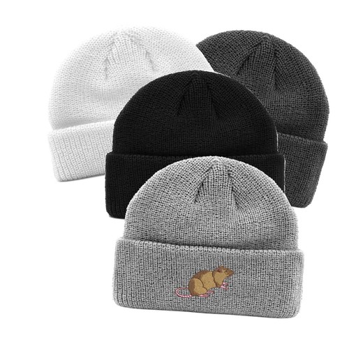Rat mouse embroidered docker beanie hat, docker beanie hat - Picture 1 of 3