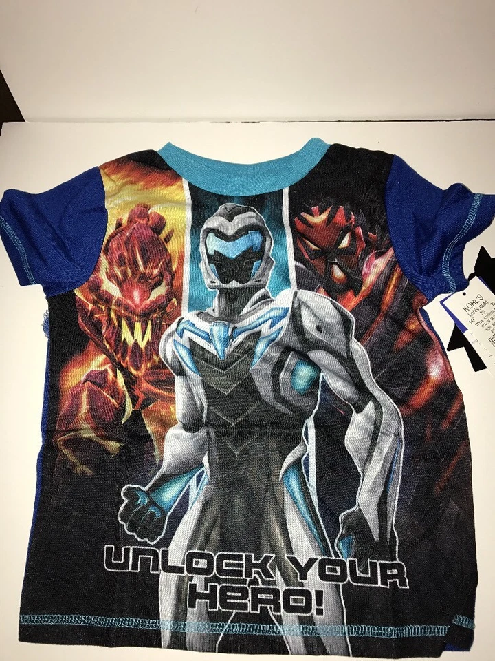MAX STEEL Conjunto de Pijama para Niños 2 Piezas Camisa/Pantalones Cortos AZUL MULTI Talla XS (4/5) NUEVO CON ETIQUETAS Foto 4 de 4