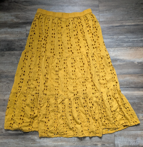 NAOO Nation AK Outfits Gr. XL Baumwolle Ösen Rock gelb Stufen Lagenlook - Bild 5 von 5