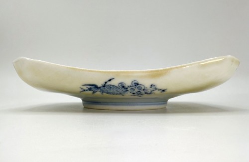 Plato de baratija japonés de cerámica azul y blanco pintado a mano rectangular Imari temprano - Imagen 14 de 17