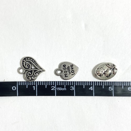Lot Silver Tone Charms Crystal Connectors Hearts Flowers Fairy Jewelry Parts - Picture 8 of 16