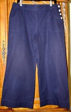 Lauren Ralph Lauren Women Navy Blue Wide Leg Crop Nautical Sailor Pants 10