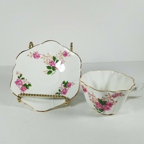 Vintage Royal Stuart Spencer Stevenson Pink Flower Tea Cup Saucer Set England - Picture 3 of 12