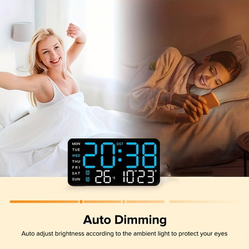 LED Digital Desk Wall Alarm Clock Time Temperature Calendar DST/Night Mode Clock - Picture 17 of 25