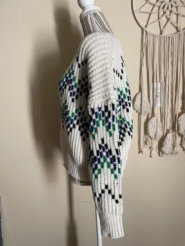 MAJE Womens Wool Blend Made in Italy Chunky Knit Chevron Sweater Sz 3/ US Large - Picture 6 of 12