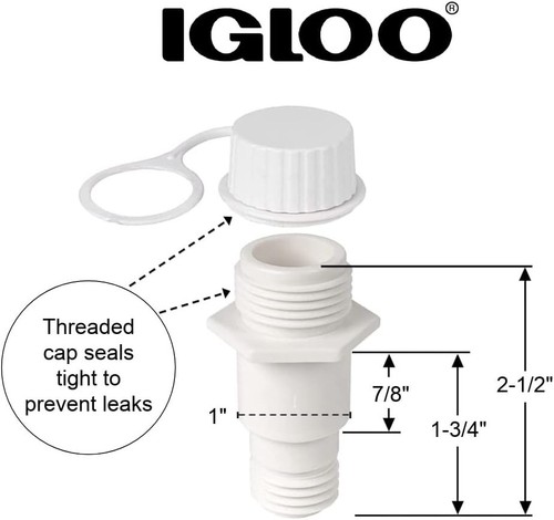Igloo Cooler Threaded Drain Plug Replacement Part Parts Kit Cap Plugs # 24011 - Picture 3 of 12
