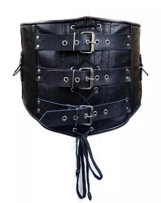 Real Leather Corset for Men – Black Heavy Duty Gothic Style Waist Cincher - Image 2 of 4