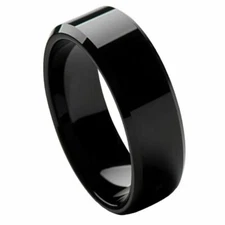 Free personalized Tungsten Carbide 8mm High Polished Black IP Plated Ring