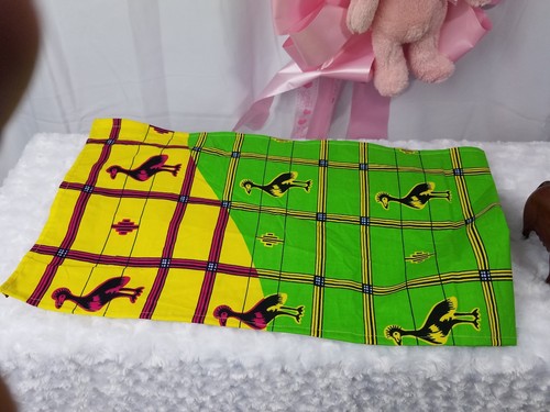 Newborn African Ankara Skirt Set With Bow A Lil HeadWrap For Mom 4Pc Waist 15" - Picture 12 of 12