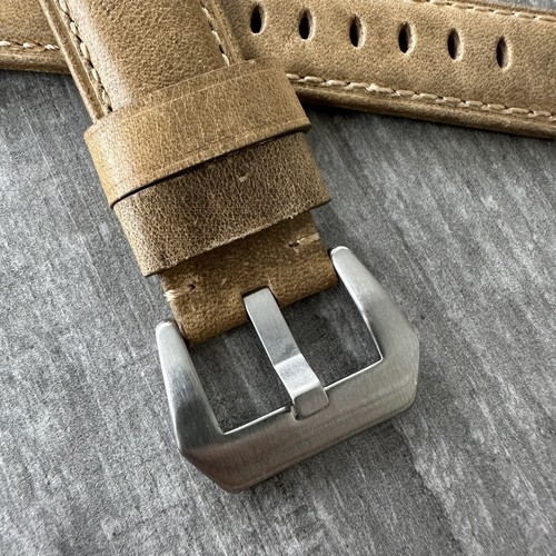 For OFFICINE PANERAI PAM 24mm Vintage Light Brown Leather Watch Strap Band - 第 7/15 張圖片