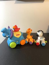 Fisher-Price Amazing Animals Push And Go Train Elephant Giraffe Zebra Tested