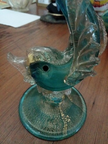 Antico(XIX Sec )calice,bicchiere delfino ,artigianato vetro di Murano A.Salviati - Foto 9 di 17