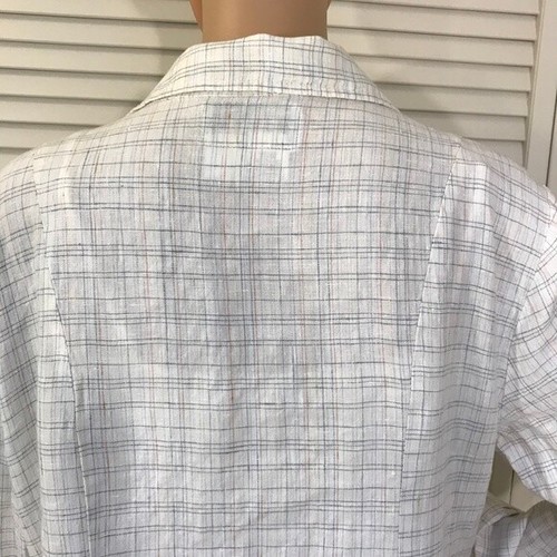 FLAX Linen Peter Pan Collar Off White Color Shirt Unlined Jacket Shacket Medium - Picture 9 of 12