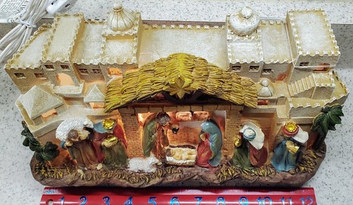 Vintage beleuchtete Bethlehem Stall Krippe Weihnachten Skulptur 13" Gerson - Bild 3 von 11