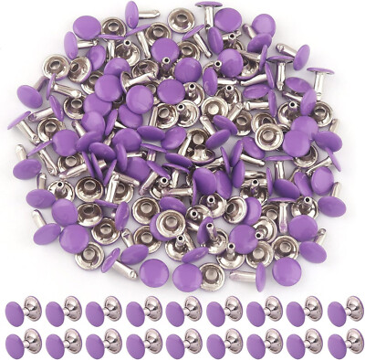 Purple Rivet 9mm 50 pcs Purple Tubular Double Cap Rivets - Metal Button Round Rivet ...