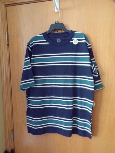 Camisetas SS de gran tamaño para niños ~ Rayas marrones o azules ~ NUEVAS con etiquetas ~ Planeta colorido - Imagen 1 de 6