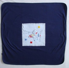 Dark Blue Airplane Baby Blanket Planes Stars Reversible Navy Cotton