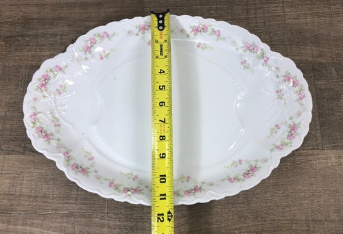Habsburg MZ Austria China Vintage Oval Platter White Pink floral scallop edge - Picture 11 of 12