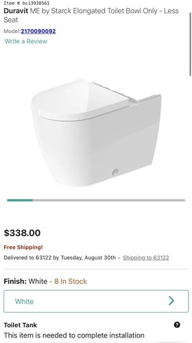 DURAVIT - 2170090092 - ME by Starck - Toilet Bowl ONLY (Tank Separately) - White - Picture 3 of 3