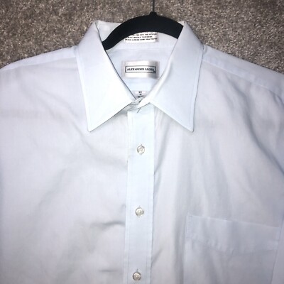 mens white dress shirt 18 32 33 ALEXANDER LLOYD SHIRT MENS 18 32 33 BIG WHITE WARM IRON SINGLE NEEDLE  TAILORING