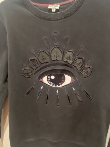 Black KENZO Paris Embroidered 'Eye' Cotton Blend Unisex Sweatshirt - Small - Picture 6 of 7
