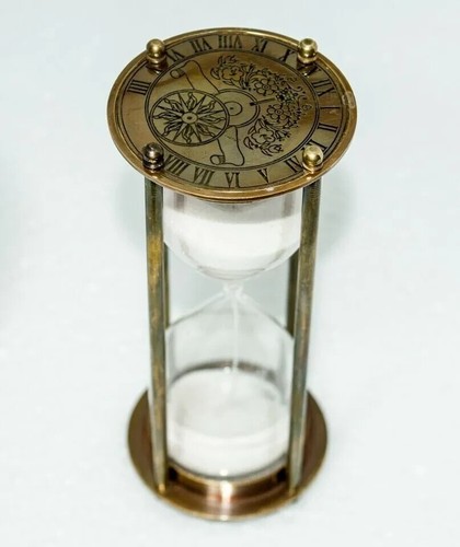 "Antique Vintage Maritime Brass 6" Sand Timer - Nautical Hourglass with White Sa - Picture 2 of 5