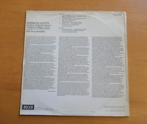SXL 6585 Tebaldi And Corelli Great Opera Duets Decca EX - Picture 6 of 6