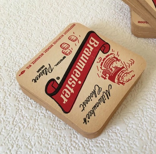 Vintage BRAUMEISTER Pilsner Beer Coasters Set of 8 Milwaukee Brewery Wis. NOS - Picture 8 of 9
