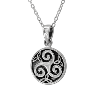 Sterling Silver Celtic Knot Triskele Pendant Necklace - 18 Inch Chain 8 thumbnail image