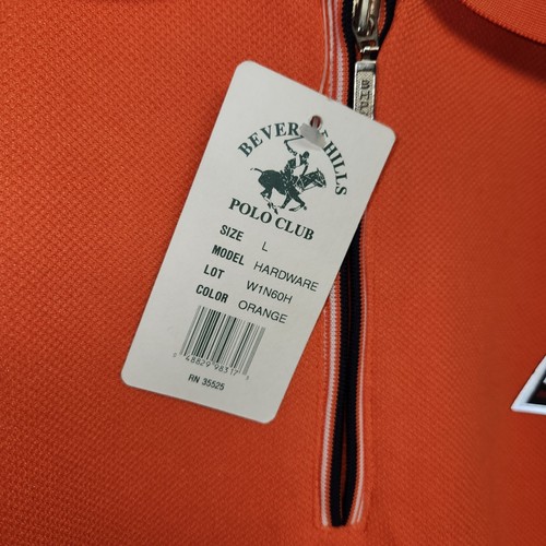 Y2K Beverly Hills Polo Club Long Sleeve Quarter Zip Polo – Orange - Men’s Large - Picture 2 of 8