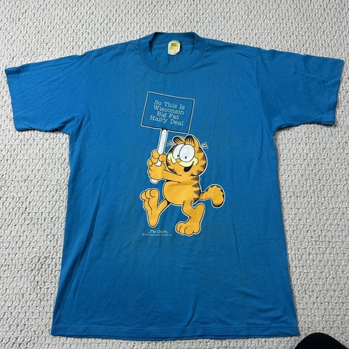 Vtg Garfield Tee Big Fat Hairy Deal Wisconsin Large Velva Sheen 80s 1978 Shirt - Picture 13 of 16