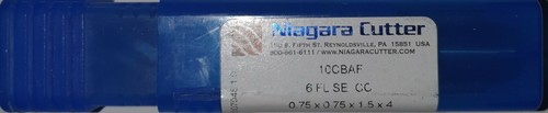 Niagara Cutter 10CBAF Flute Solid Carbide 3/4" x 3/4" x 1-1/2" x 4" - Picture 2 of 2
