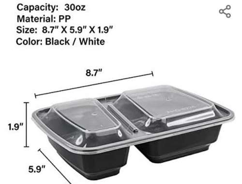50 Set(100pc)2-Compartment 30oz Meal Prep Microwaveable Reusable ContainerW Lids - Picture 2 of 4