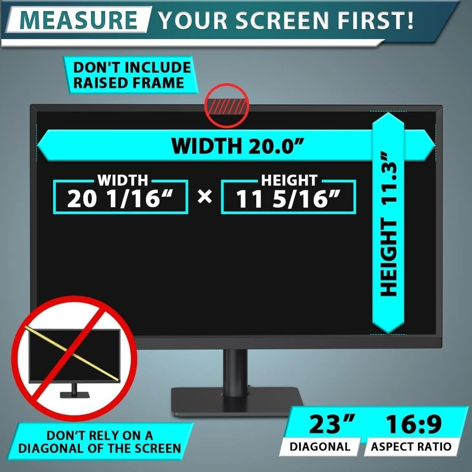 STARY 23 Inch Computer Privacy Screen Filter for Widescreen 16:9 Monitor and Lap - Image 2 of 4