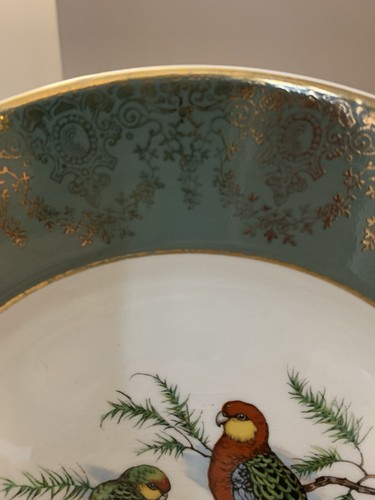 Vintage Decorative Ceramic Serving/cake/ Wall Plate.Gold & parrot pattern - Picture 2 of 7