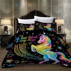 Rainbow Horse Stars 3D Quilt Duvet Doona Cover Set Pillowcase Print