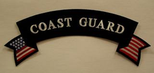"COAST GUARD" Top Rocker with US Flag approx 12 inches wide