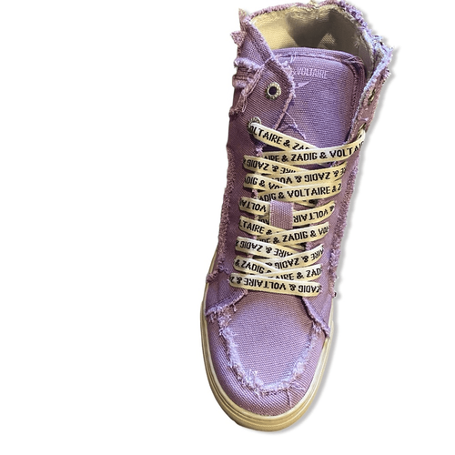 Zadig & Voltaire lila High Flash Distressed Canvas High Top Sneakers NEU 11 - Bild 4 von 14