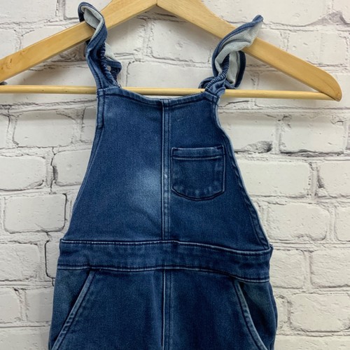 Genuine Kids By Osh Kosh Denim Overalls Girls Sz 4T Ruffled Straps Cotton Blend - Picture 2 of 5