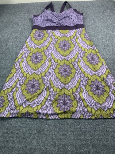 Prana Dress Womens Medium Purple Sleeveless Straight Stretch Floral