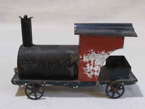 Antique Hand Painted Tin Locomotive and 3 Cars made by James Fallows c. 1880's - Picture 5 of 11