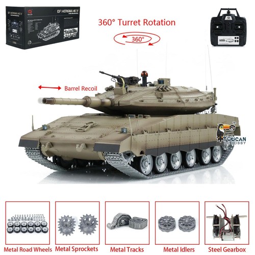 1:16 Henglong 7.0 Merkava RTR RC Tank 3958 360°Revolver Metall Getriebe Track - Bild 5 von 24