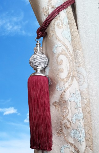 Large Tie Back Diamante Ball Acrylic Clear Tassel Curtain Rope Tieback HoldBacks - Picture 5 of 8